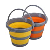 2 Pack Collapsible Plastic Bucket with 1.32 Gallon (5L) Each, Foldable Round Tub, Space Saving Outdoor Waterpot for Garden or Camping, Portable Fishing Water Pail