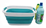 SAMMART 17.5L (4.6 Gallon) Collapsible/Foldable/Pop Up/Portable Washing Tub, Water Capacity 13.5L/3.5 Gallon (1, Bright Blue)