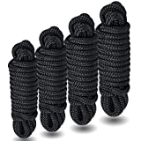 Kohree Dock Lines for Boats 3/8' x 15' Double Braided Nylon Boat Rope with 12' Eyelet, Marine Rope Mooring Lines Docking Ropes Dock Line Boat Ropes for Docking Boat Accessories (4 Pack, Black)