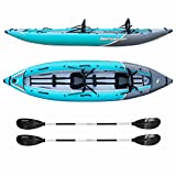 Driftsun Rover 220 Inflatable Kayak - 2 Person Adult White Water Tandem Foldable Kayak Canoe Set with Padded Seats, Aluminium Paddles, Action Cam Mount, Pump, High Pressure Floor & Travel Bag