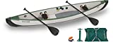 Sea Eagle TC16 Inflatable Travel Canoe Start Up Package with Traditional Wood/Web Seats