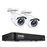 ZOSI H.265+ Full 1080p Home Security Camera System,5MP Lite CCTV DVR Recorder 4 Channel and 2 x 2MP 1080P Weatherproof Surveillance Bullet Camera Outdoor Indoor with 80ft Night Vision (No Hard Drive)