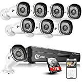 XVIM Wired Security Camera System - 8CH 1080P Home Security Camera System DVR, 8pcs HD Home Surveillance Cameras, IP66 Outdoor CCTV Camera System, Night Vision, Motion Detect, APP Access,1TB HDD