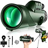JLHT 40X60 Monocular Telescope High Power Monocular for Adults with Phone Adapter& Tripod& Hand Strap Low Night Vision Monocular Equipped with BAK4 Prism for Bird Watching Hunting Traveling Concert