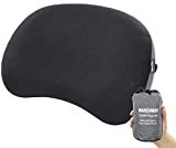 MARCHWAY Ultralight Inflatable Camping Pillow with Soft Washable Cover, Compact Compressible Portable Travel Air Pillow for Outdoor Camp, Sport, Hiking, Backpacking Sleep and Lumbar Support (Black)