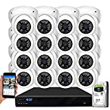 GW Security 16 Channel 4K NVR 5MP H.265 IP Surveillance Security Camera System with 16-Piece Super HD 1920P Weatherproof Microphone PoE Security Dome Cameras, AI Human Detection