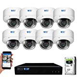 GW Security 8 Channel 4K NVR 5MP H.265 Video & Audio Security Camera System - 8 x Dome 5MP 1920P Weatherproof 2.8-12mm Varifocal Zoom IP PoE Cameras, Pre-Installed 2TB Hard Drive