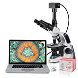 Swift Compound Trinocular Microscope SW380T,40X-2500X Magnification,Siedentopf Head,Two-Layer Mechanical Stage,with Swiftcam 18 Megapixel Camera and 100 PCS Blank Slides and Cover Slips