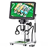 Elikliv EDM9 7'' LCD Digital Microscope 1200X, 1080P Coin Microscope with 12MP Camera Sensor, Wired Remote, 10 LED Lights, Soldering Electronic Microscope for Adult, Compatible with Windows/Mac OS