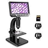 TOMLOV DM11 LCD Digital Microscope with 2000X Dual Lens(Digital & Microbial Lens), 7'' IPS Display∣10 LEDs∣12MP Resolution∣Windows/Mac OS Compatible, SD Card Included