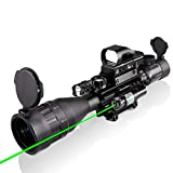 4-16x50AO Rifle Scope Combo Dual Illuminated with Green Laser Sight 4 Holographic Reticle Red/Green Dot for Weaver/Rail Mount