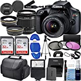 Canon Rebel T100 w/Canon EF-S 18-55mm F/3.5-5.6 III Zoom Lens & Professional Accessory Bundle W/ 2X 32GB Memory Cards + Case & Wide Angle & Telephoto Lens + More!