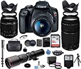 Canon EOS Rebel 2000D DSLR Camera with 18-55mm is II Lens Bundle + Canon EF 75-300mm f/4-5.6 III Lens and 500mm Preset Lens + 32GB Memory + Filters + Monopod + Professional Bundle +TOP KNOTCH Cloth