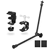 Magic Arm Camera Mounts Clamps w/ 1/4' and 3/8' Thread, 19.7” Adjustable Friction Power Articulating Arm with 2.6' Super Clamp for LCD Monitor/LED Light/Camera Video Rig/Smartphone
