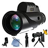 EVYA Monocular Telescope 12x50 High Definition with Smartphone Adapter Upgraded Tripod Handheld Telescope Phone Telescope for Stargazing, Hunting, Hiking, Traveling, and Bird Watching Gifts