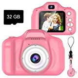 Dylanto Upgrade Kids Selfie Camera, Christmas Birthday Gifts for Girls Age 3-9, HD Digital Video Cameras for Toddler, Portable Toy for 3 4 5 6 7 8 Year Old Girl with 32GB SD Card (Pink)