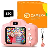 Tanhoo Kids Camera, Birthday for Girls and Boys, Kids Toys for 3 4 5 6 7 8 9 Year Old Children, HD1080P Digital Video Selfie Cameras for Toddler with 32GB SD Card Pink