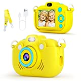 Kids Camera, 2.7K 36MP Digital Camera for Kids with Fill-in Light, Files Protect, Date Stamp, Automatic Shut-Down, 2.0 Inch Screen, Christmas Birthday Gifts for Boys Girls Toddlers Age 3-10 - Yellow