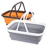 Magesh Collapsible Sink 2 Pack - Outdoor Camping Picnic Basket Each 11L/2.90Gal Wash Basin, Portable Foldable Tub/Basin/Bucket with Sturdy Handle for Washing Dishes, Camping, Hiking and Home
