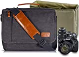 Estarer Camera Shoulder Bag for SLR/DSLR Digital Cameras 14inch Laptop Canvas Messenger Bag with Camera Insert Sleeve