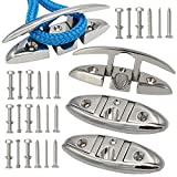 VEITHI 5inch 316 Stainless Steel Folding Cleat, Boat Flip Up Cleat Dock w/Fasteners (4 Pack)