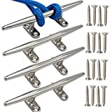 VEITHI 8 inch 316 Stainless Steel Boat Cleat, Boat Cleats 8inch Open Base (4Pack),Boat Dock Cleats Include Stainless Steel Screws