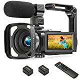 WZX Video Camera Camcorder, Full HD 30FPS 36MP 16X Digital Zoom Digital Camera,IR Night Vision Vlogging Camera, YouTube Camera with External Microphone, Lens Hood, Stabilizer, Remote Control
