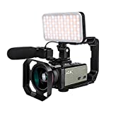Livestream Video Camera 4K ORDRO AX60 UHD Camcorder with 12x Optical Zoom 3.5' IPS Screen HD 1080P 60FPS 4K HD Video Recording Camcorder with Mic, LED Light, Wide Angle Lens, Handheld Holder
