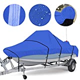 RVMasking Upgraded 800D Waterproof Center Console Boat Cover, Heavy Duty Boat Cover for Center Console Boat (Length:17'-19' Beam Width: up to 102', Blue)