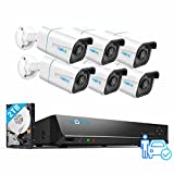 REOLINK 4K Security Camera System, 6pcs H.265 PoE Wired Bullet 4K Cameras with Person Vehicle Detection, 4K/8CH NVR Recorder with 2TB HDD for 24-7 Recording, RLK8-810B6-A