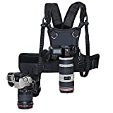 Nicama Dual Camera Strap Multi Carrier Chest Harness Vest with Mounting Hubs, Side Holster & Backup Safety Straps for Canon 6D 5D2 5D3 Nikon D800 D810 Sony A7S A7R A7S2 Sigma Olympus DSLR Cameras