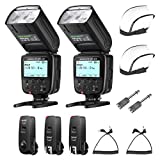 Neewer 2 Packs NW625 GN54 Speedlite Flash Kit for Canon Nikon Panasonic Olympus Pentax Fujifilm DSLRs and Sony Mirrorless Cameras with Mi Hot Shoe, FC-16 2.4G Flash Trigger Set & Diffuser Included