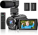 Video Camera Camcorder YouTube Vlogging Camera FHD 1080P 30FPS 24MP 16X Digital Zoom 3' LCD 270 Degrees Rotatable Screen Digital Camera Recorder with Microphone,Remote Control,2 Batteries