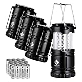 Etekcity LED Camping Lantern for Power Outages, Camping Equipment Gear Accessories Supplies Survival Kits, Emergency Lights for Hurricane, Battery Powered Operated Lanterns Lamp, 4 Pack