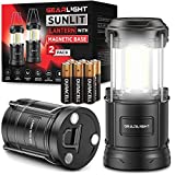 GearLight Sunlit Camping Lantern - 2 Portable, LED Battery Powered Lamp Lights with Magnetic Base and Foldable Hook for Emergency Power Outages, Camp Sites & Everyday Use﻿