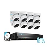 REOLINK 4K Security Camera System, 8pcs H.265 4K PoE Security Cameras Wired with Person Vehicle Detection, 8MP/4K 16CH NVR with 3TB HDD for 24-7 Recording, RLK16-820D8-A