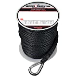 Extreme Max 3006.2057 BoatTector Solid Braid MFP Anchor Line with Thimble - 3/8' x 100', Black