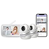 Hubble Connected Nursery Pal Connect Twin – 5-inch Parent Unit and Wi-Fi Smart Baby Monitor with 2 Portable Cameras - Remote Pan/Tilt/Zoom - 2-Way Intercom System, Night Vision