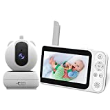 Video Baby Monitor, VIZOLINK 5 inch 720P Battery Baby Monitor with Pan-Tilt-Zoom Camera and Audio, Auto Night Vision, 8 Lullabies, Sound Detection, Two Way Talk, Room Temperature and 1200ft Range