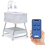 Delta Children Nod Bassinet - Smart Sleeper with Auto Glide Motion, Wi-Fi and Airflow Mesh - Compatible with Amazon Alexa, Google Assistant and Delta Children Connect App, White