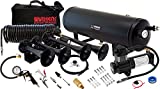 Vixen Horns Train Horn Kit for Trucks/Cars with Tire Inflation Kit. Complete Onboard System - 200psi Air Compressor, 3 Gallon Tank, 4 Trumpets. Super Loud dB. VXO8334BI
