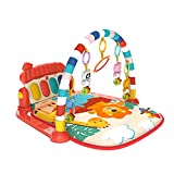 Lcasio Baby Gyms Play Mats Musical Activity Center Kick & Play Piano Gym Tummy Time Padded Mat for Newborn Toddler Infants(Red)