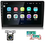 Hikity 10.1 Android Car Stereo Double Din 10.1 Inch Touch Screen Car Radio GPS Navigation Bluetooth FM Radio Support WiFi Mirror Link for Android/iOS Phone + Dual USB Input & 12 LEDs Backup Camera