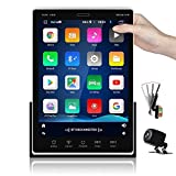 Rimoody Vertical Double Din Car Stereo Android 9.5'' Movable Vertical Touchscreen Car Radio with GPS Navigation Bluetooth WiFi FM DVR iOS/Android Mirror Link USB Split Screen + Backup Camera