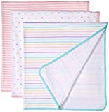 Amazon Essentials Baby Swaddle Blankets, Purple/Pink, Girls/Hearts, One Size