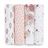 aden + anais Swaddle Blanket, Boutique Muslin Blankets for Girls & Boys, Baby Receiving Swaddles, Ideal Newborn & Infant Swaddling Set, Perfect Shower Gifts, 4 Pack, Dahlias