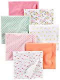 Simple Joys by Carter's Unisex Babies' Flannel Receiving Blankets, Pack of 7, Pink/Mint Green, Dinosaur/Lemon, One Size
