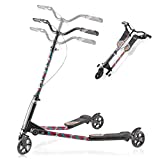 FlyFlash Wiggle Scooter for Kids Ages 8 Year and up,Swing Scooters for Adult with 3 Wheel,Kids Sport Scooter-Lightweight, Foldable, Adjustable Height for Riders up to 110-330 lbs(Black graffit)