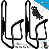 2 Pack-Water Bottle Cages (with Silicone Phone Mount), Upgrade Alloy Aluminum Lightweight Water Bottle Holder Cages Brackets,Bicycle Water Bottle Cage for Road&Mountain Bikes(Drilled Holes Required)