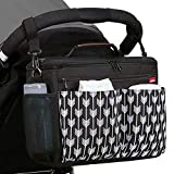 Landuo Baby Stroller Organizer with Insulated Cup Holders Diaper Storage Secure Straps Pockets for Phone Compact Design Fit All Strollers (Black)